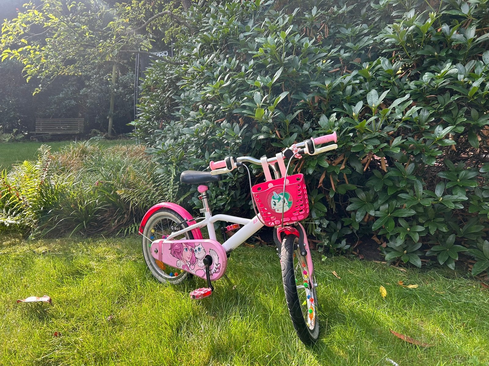 Meisjesfiets met mandje 16 inch, Ophalen, Gebruikt, Velgrem, 16 inch