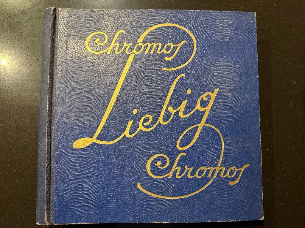 Liebig Chromos Album Blauw - Minstens 39 Volle Reeksen, Verzamelen, Ophalen of Verzenden, Natuur