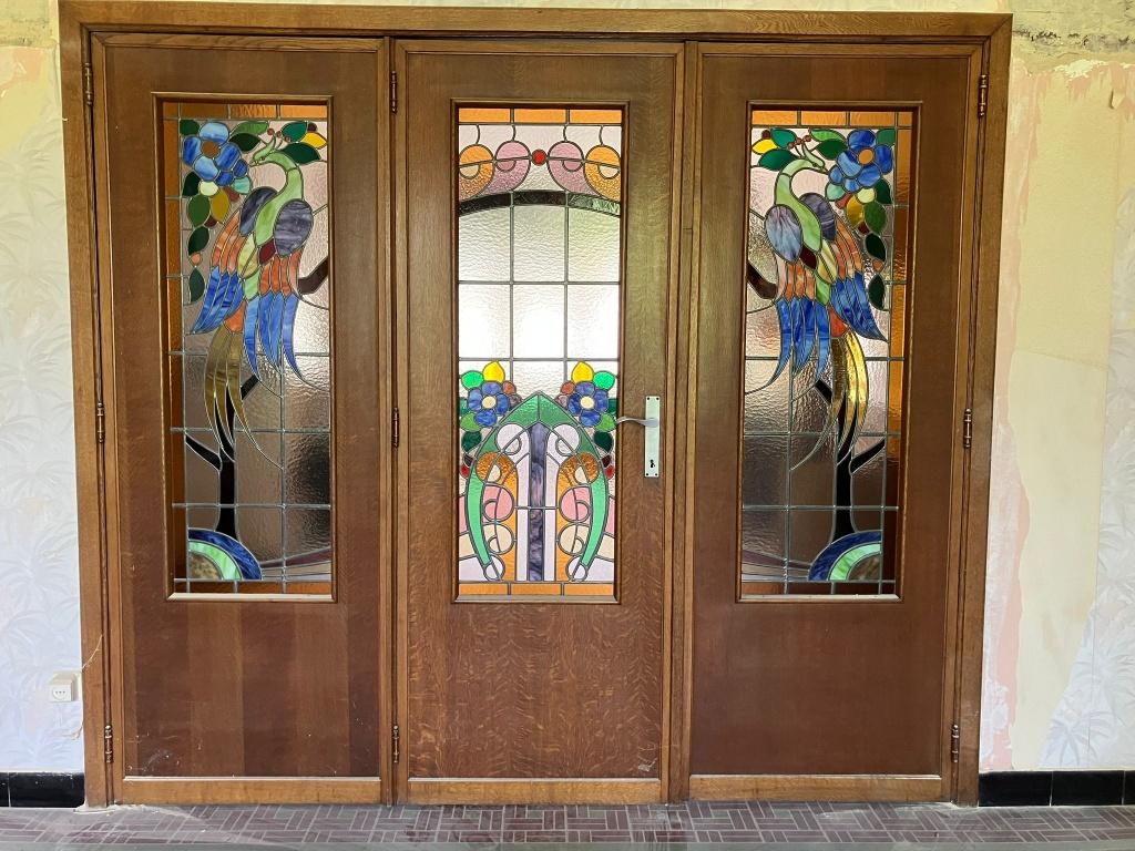 Porte triptyque art déco/vitrail, Porte intérieure, Porte pliante, Enlèvement, Utilisé