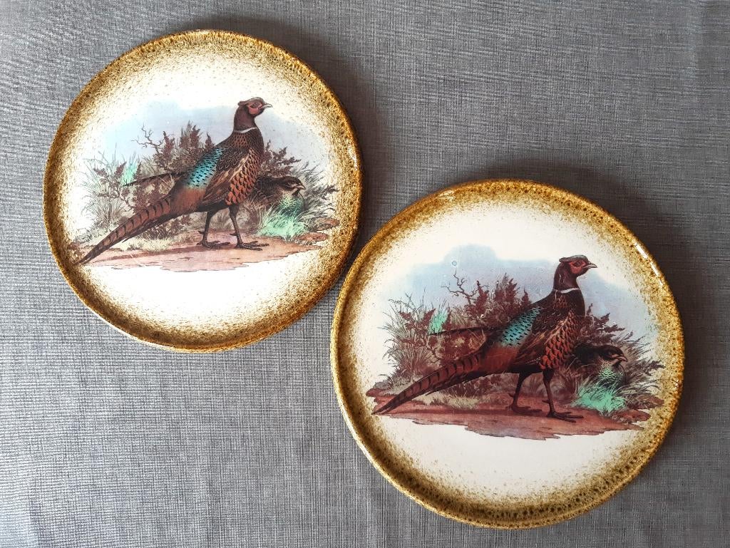 Grote vintage sierborden schotels fazant VARM Italië  33,5cm, Antiek en Kunst, Antiek | Keramiek en Aardewerk, Ophalen of Verzenden