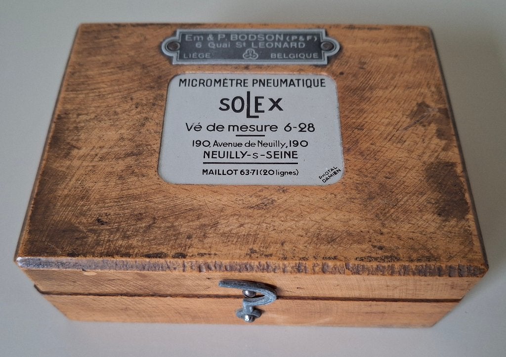 Leeg Antiek houten doosje SOLEX (Micromètre Pneumatique), Enlèvement ou Envoi