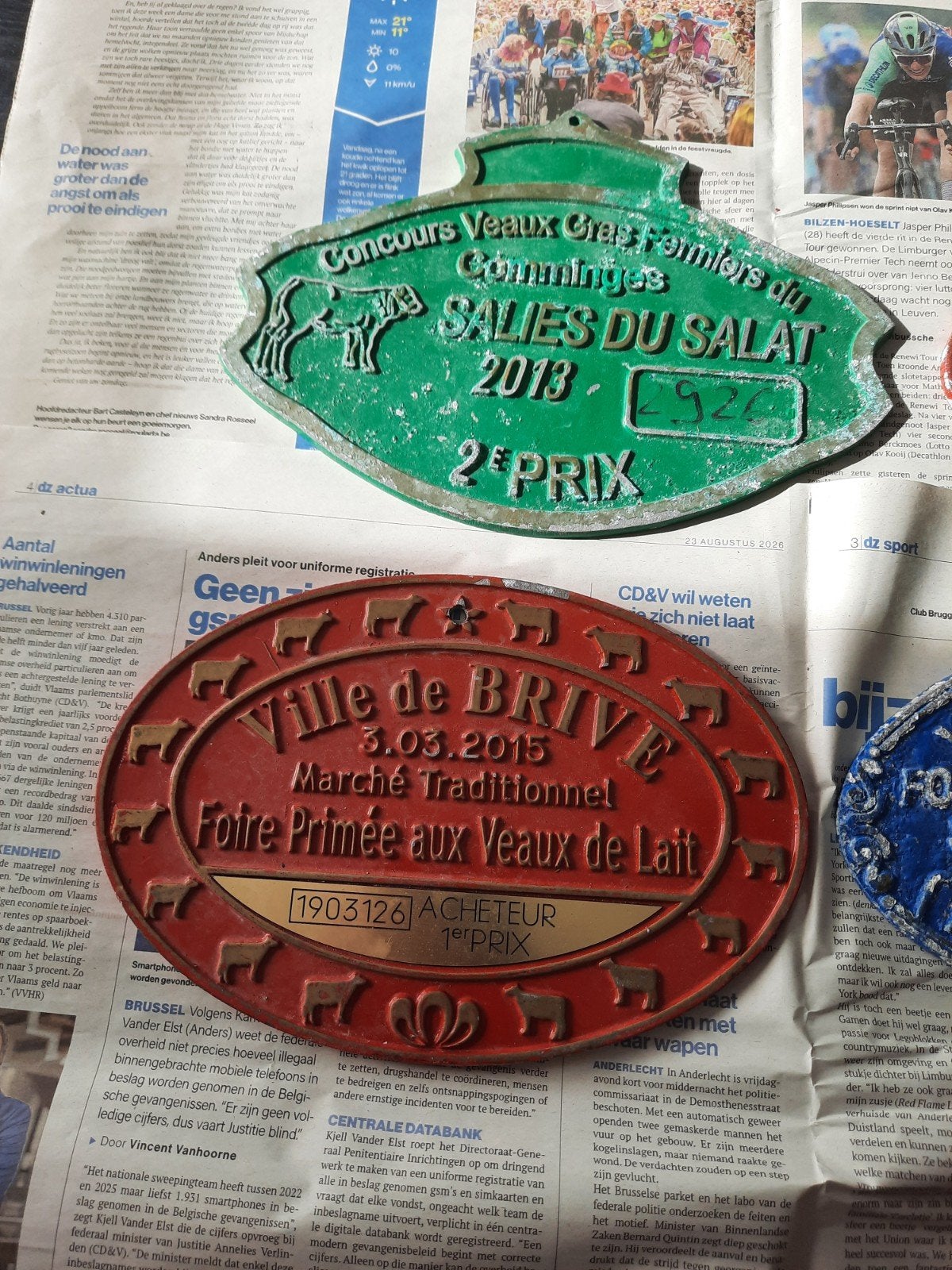 5 plaques agricoles en provenance de France, Enlèvement ou Envoi, Utilisé, Ustensile