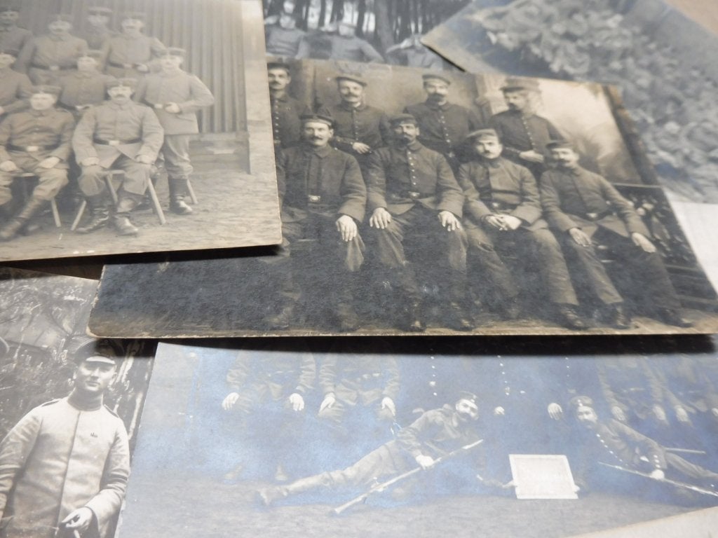 WO1 verzameling van 8 Duitse Fotokaarten. Groepsfoto's 14-18, Verzamelen, Verzenden, Landmacht, Overige typen