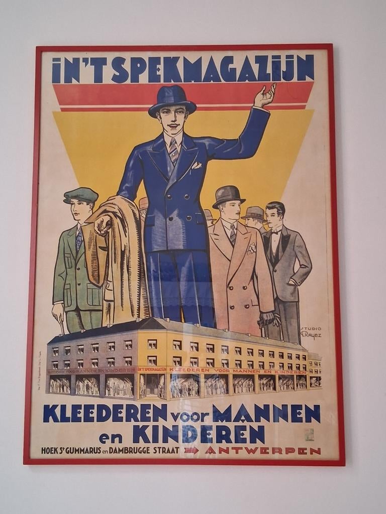 Affiche jaren 40 breedte 0.90 cm hoogte 1.20 cm, Antiek en Kunst, Ophalen