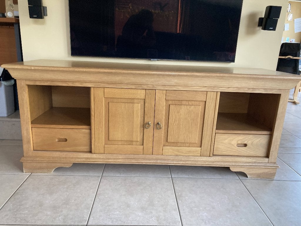 Eiken TV-kast – klassiek model, Ophalen, Gebruikt, 150 tot 200 cm, Eikenhout