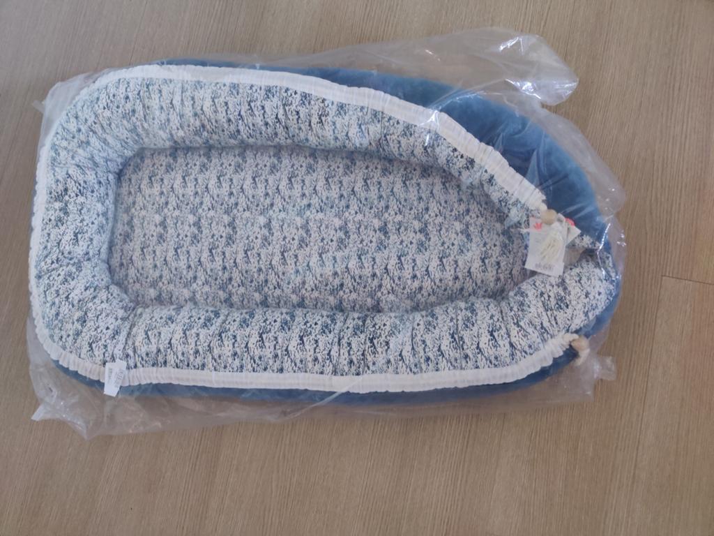 Baby bedverkleiner Babynest blauw biokatoen ongebruikt, Kinderen en Baby's, Ophalen