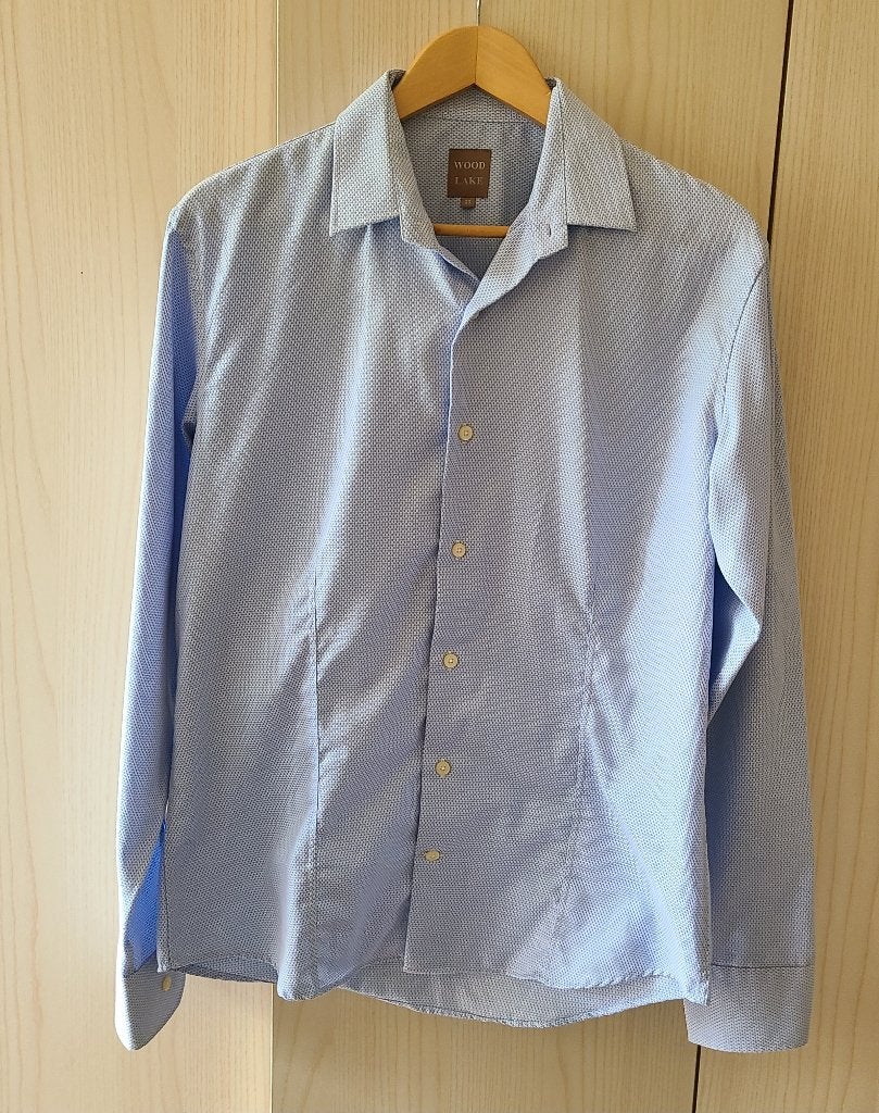 Prachtig  licht blauw herenhemd - Maat 39 - Slim fit, Ophalen, Wood Lake, Blauw, Halswijdte 39/40 (M)
