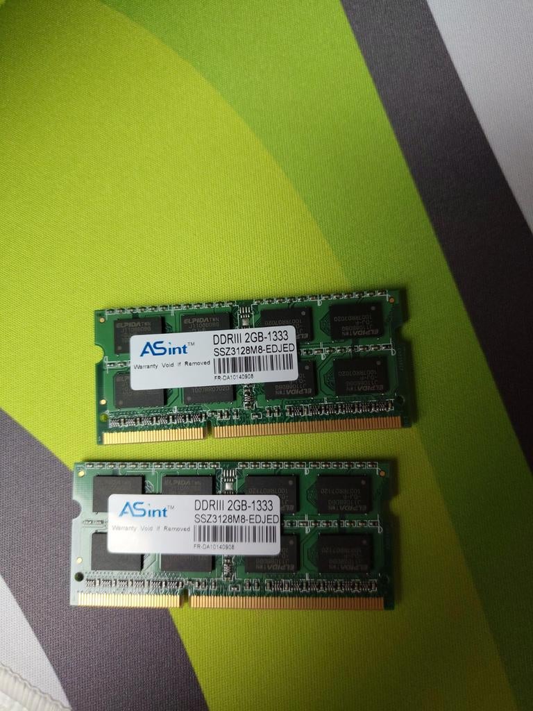 2x DDR3-1333 2GB SO-DIMM, Computers en Software, RAM geheugen, Ophalen, DDR3