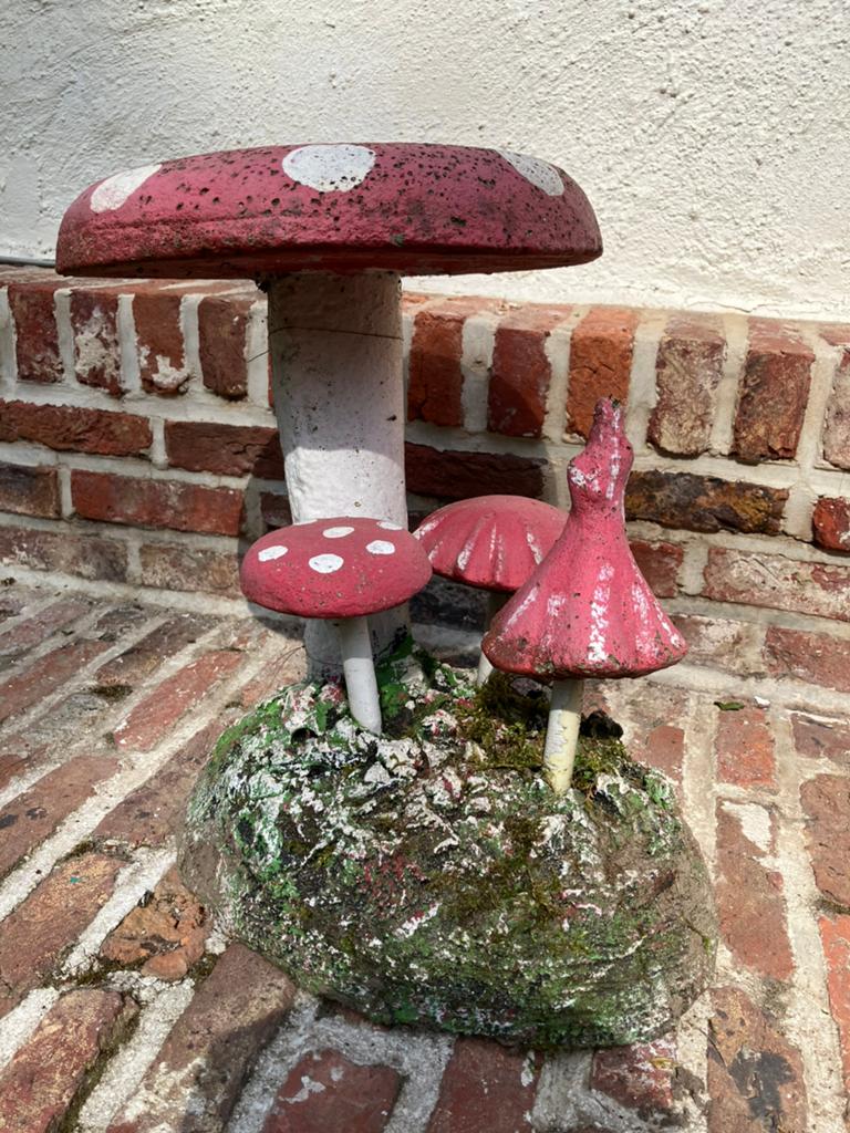 Tuinbeeld paddestoelen, Enlèvement, Utilisé, Béton