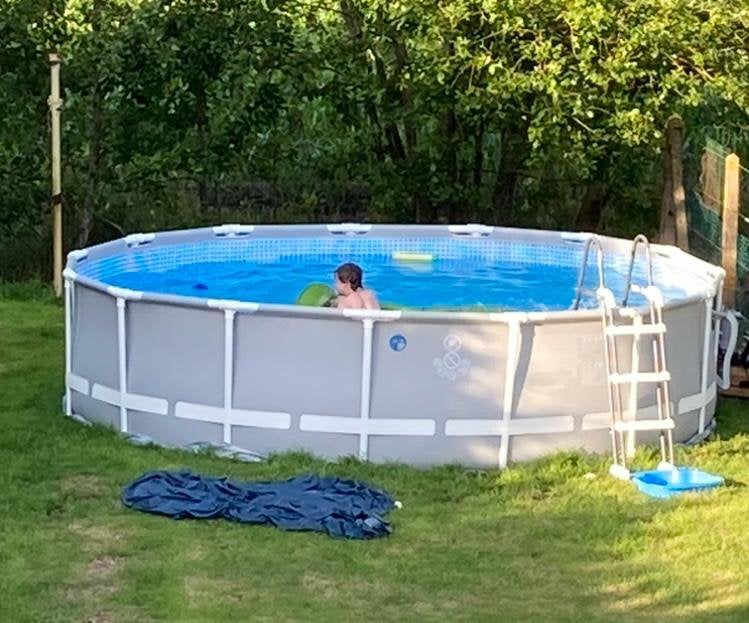 Zwembad 4.6 m diameter 1.07 m hoog grijs INTEX, Tuin en Terras, Ophalen, Gebruikt, 80 tot 120 cm, Rond
