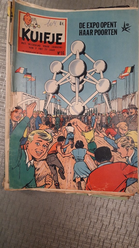 Weekblad Kuifje 1958 met verwijzingen naar Expo '58, Gelezen, Complete serie of reeks, Ophalen of Verzenden, Hergé