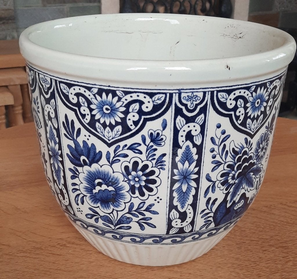 Pot de fleurs Vintage Cachepot Delft BOCH Sphinx Maastricht, Antiquités & Art, Enlèvement