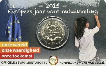 2015 België Kaart Europees J. V. Ontwikkeling, Postzegels en Munten, Ophalen of Verzenden, België, 2 euro, Losse munt
