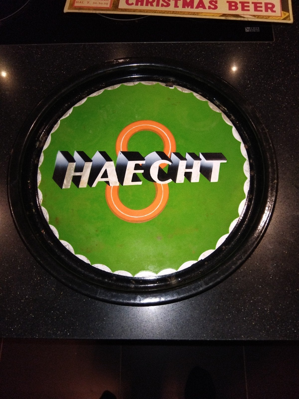 plat à bière en émail Haecht, Enlèvement ou Envoi