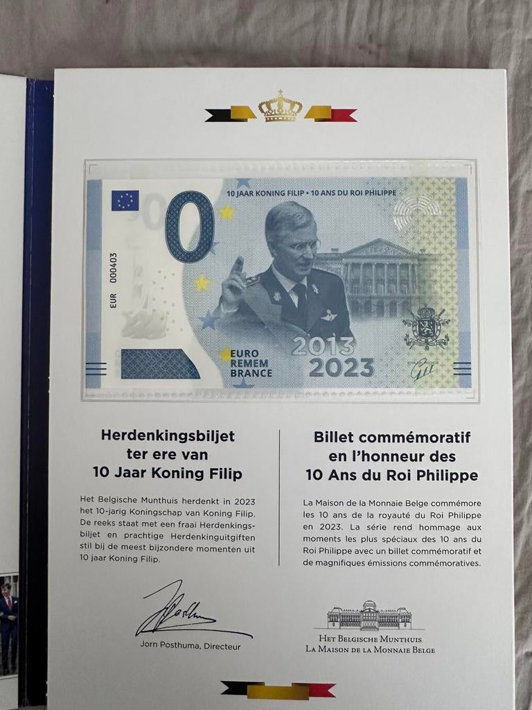Billet commémoratif 10ans du roi philippe, Enlèvement ou Envoi