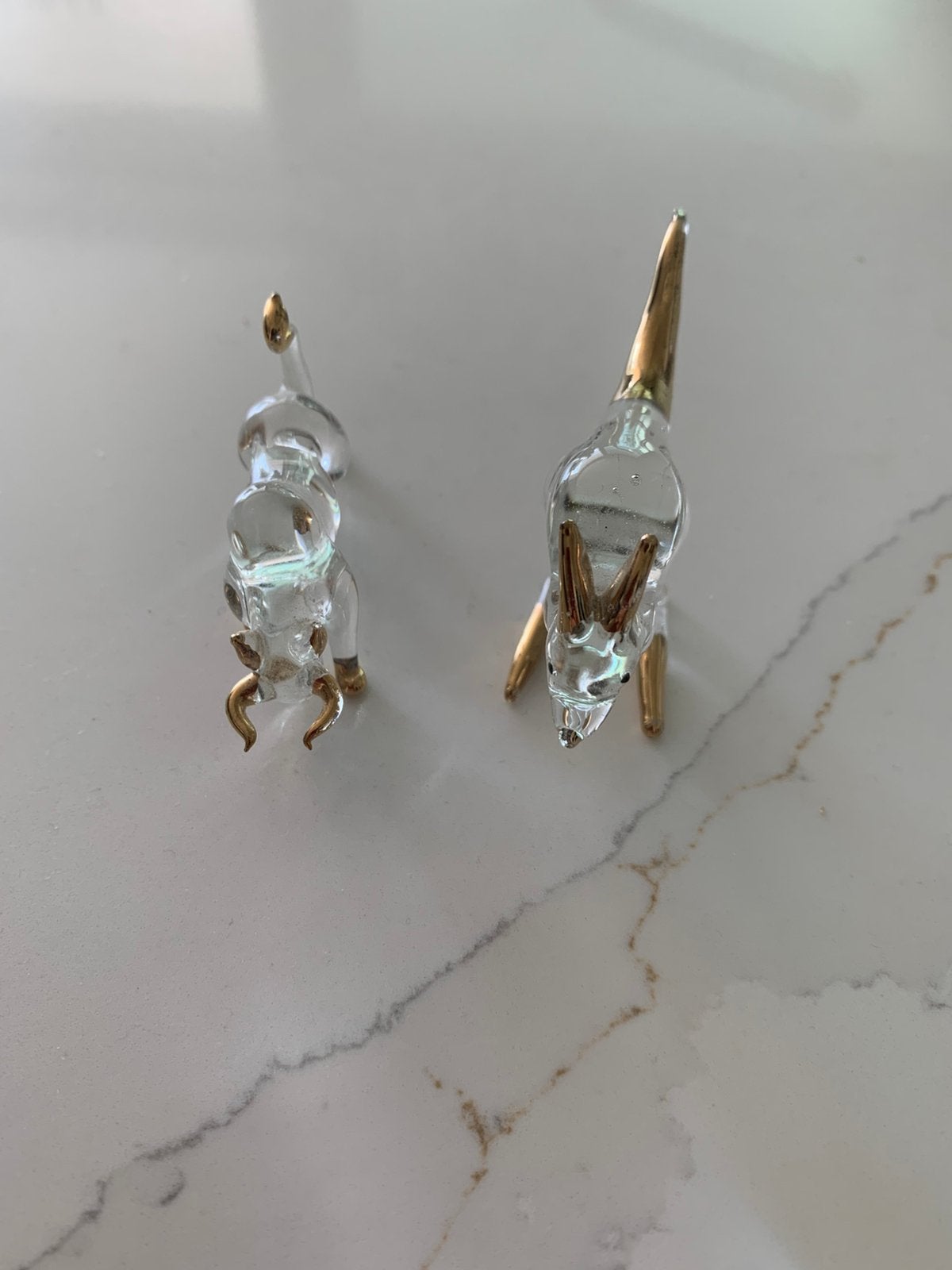 2 dierenfiguurtjes van glas, Antiek en Kunst, Ophalen of Verzenden