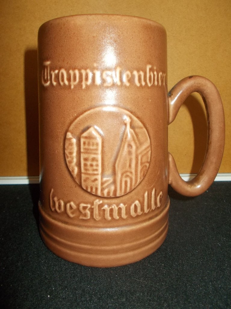 Trappiste WESTMALLE - pot à bière en céramique marron 50cl, Collections, Enlèvement, Comme neuf, Chope(s), Autres marques