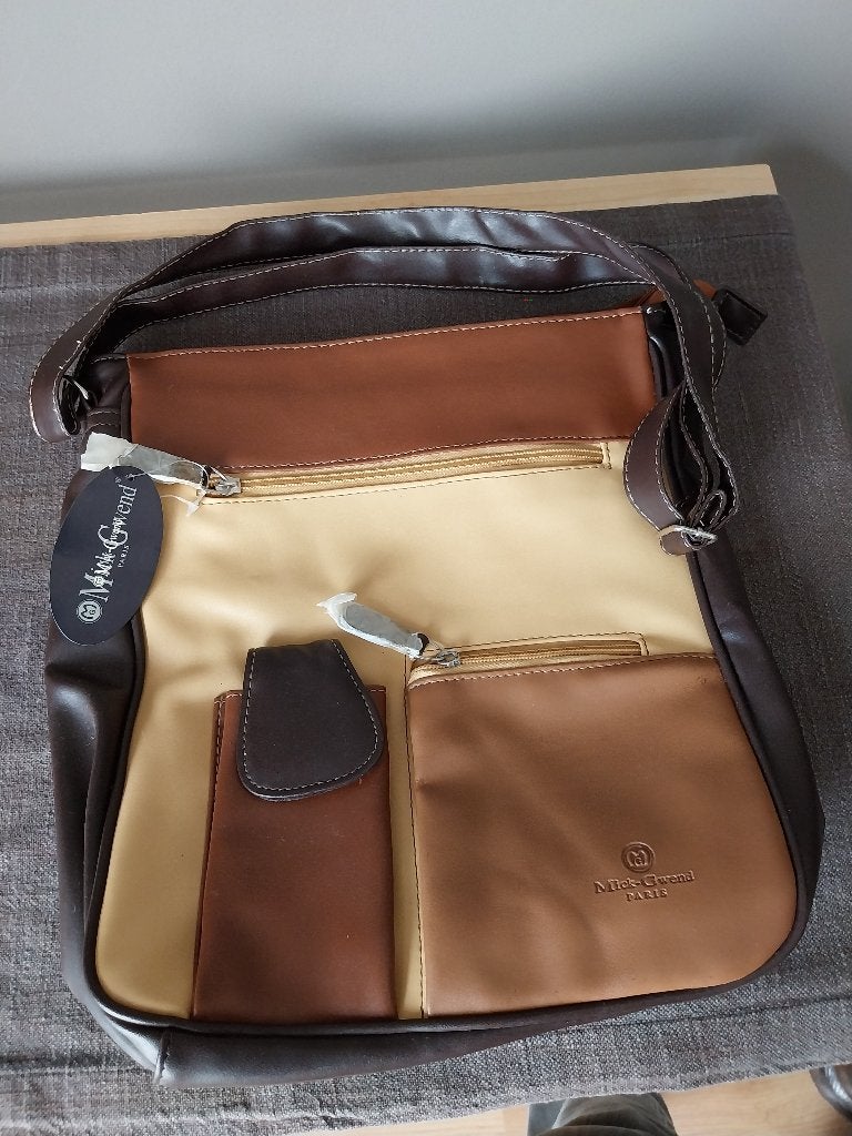 Mick Guend Paris - Y2K- multi-pocket - Imitatieleer, Bijoux, Sacs & Beauté, Sacs | Sacs à bandoulière, Enlèvement, Utilisé, Brun