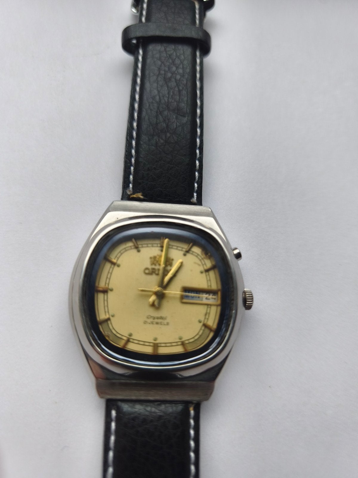 Orient Crystal 21 jewels automatisch horloge, Handtassen en Accessoires, Horloges | Heren, Staal, Polshorloge, Ophalen, Overige merken