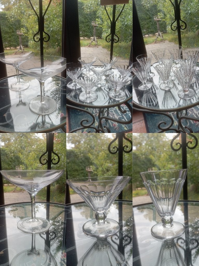 18 prachtige antieke cocktailglazen vintage geslepen kristal, Ophalen