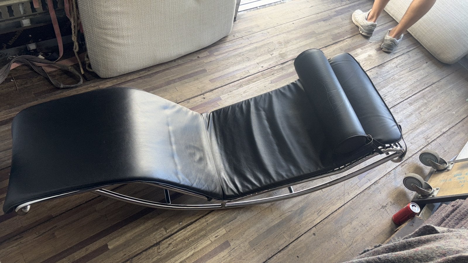 Chaise longe zwart, Enlèvement, Utilisé, Cuir