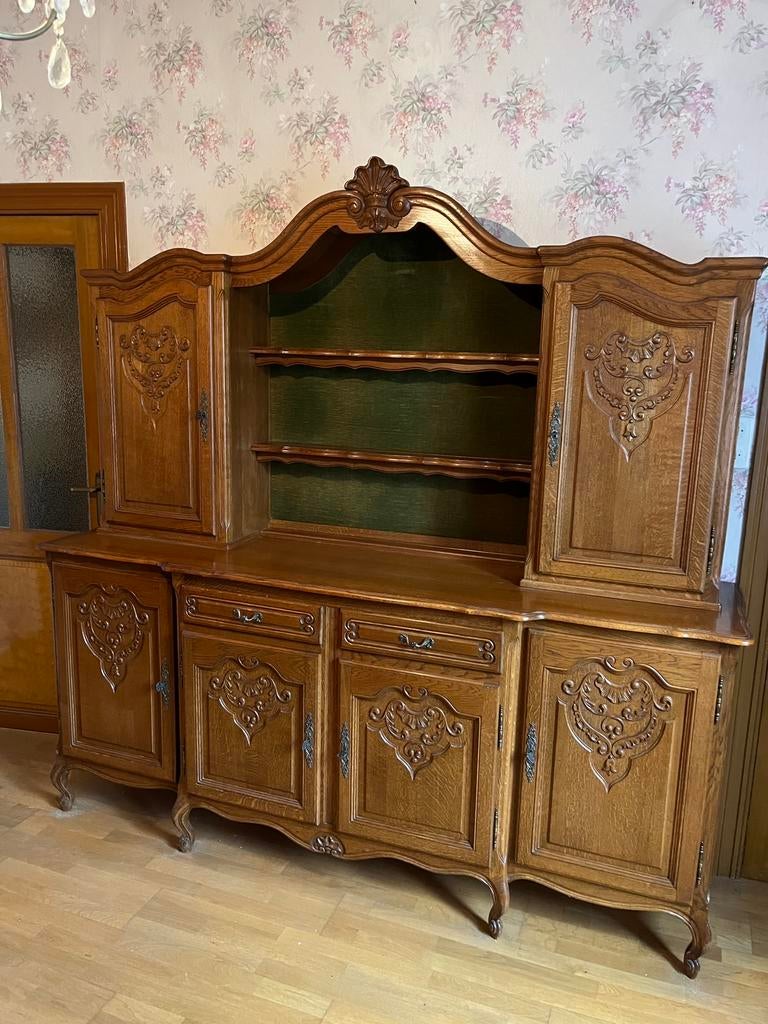 Salle à manger complète en chêne style Louis XV en bon etat, Huis en Inrichting, Complete eetkamers, Ophalen, Gebruikt, Chêne sculpté