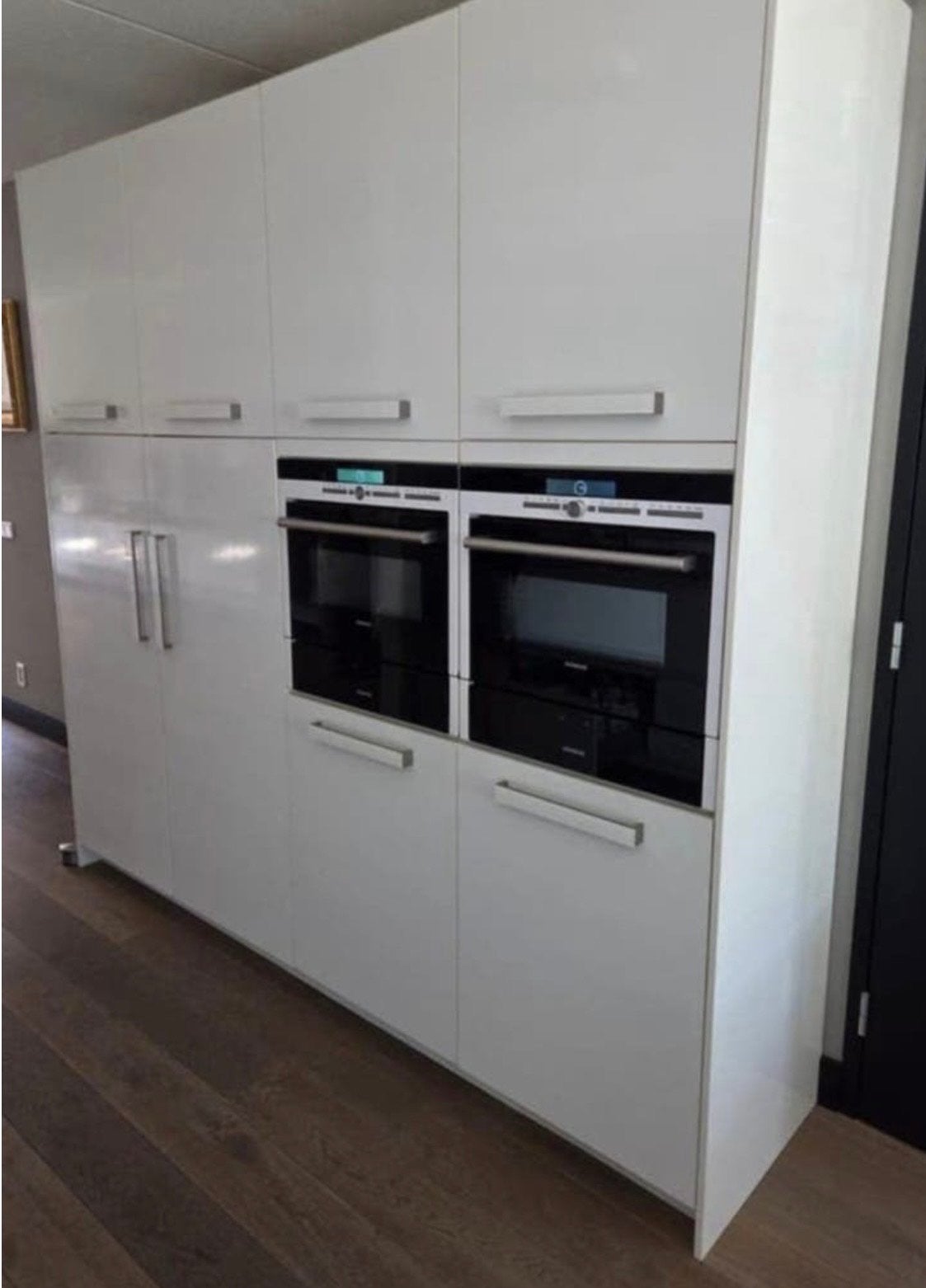 ✨ CUISINE DROITE MODERNE SANS POIGNÉE+MUR D'ARMOIRE ✨, Sans poignée, Enlèvement ou Envoi, Granit ou Pierre, Blanc