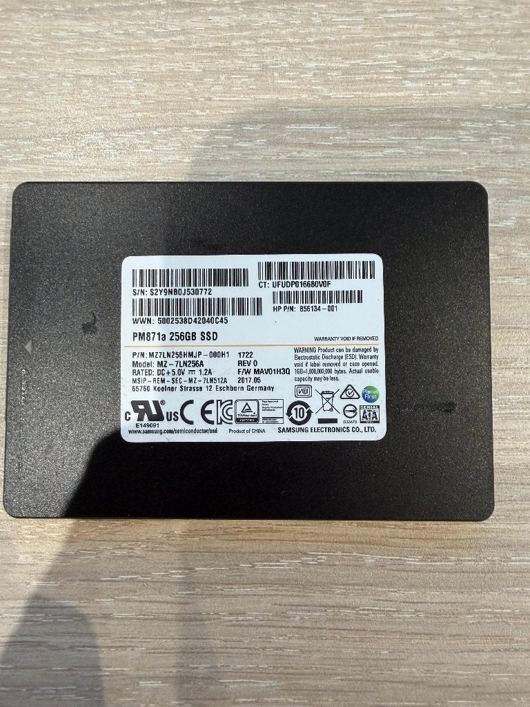 256GB SAMSUNG Sata SSD 2.5" PM871a, Computers en Software, Intern, Gebruikt, Ophalen of Verzenden, Samsung
