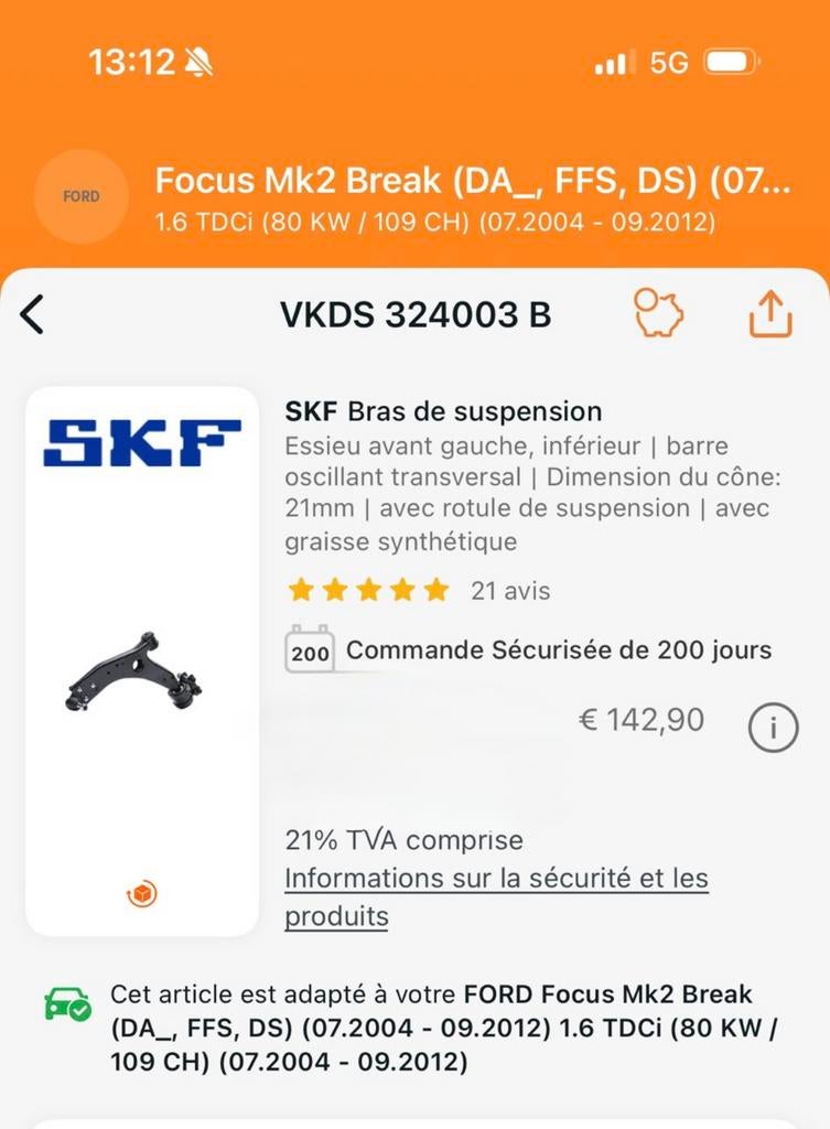SKF linker- en rechterarm ford focus break, Ophalen, Ford