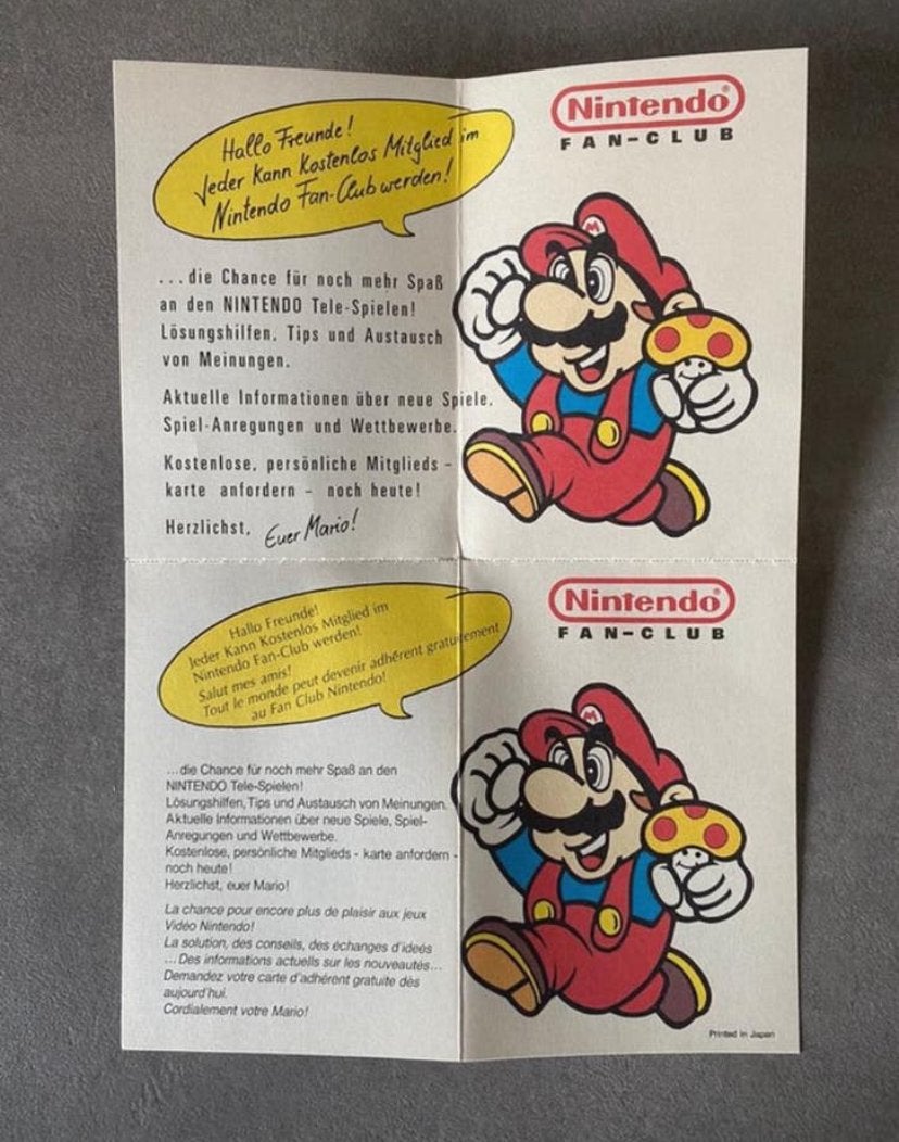 Fan Club Play Nintendo Entertainment System NES Flyer 1989, Enlèvement ou Envoi, Comme neuf