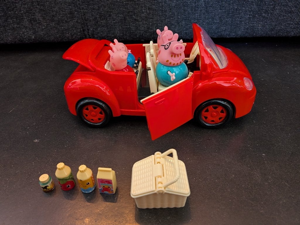Peppa big auto met familie big en picknickmand, Ophalen of Verzenden, Gebruikt