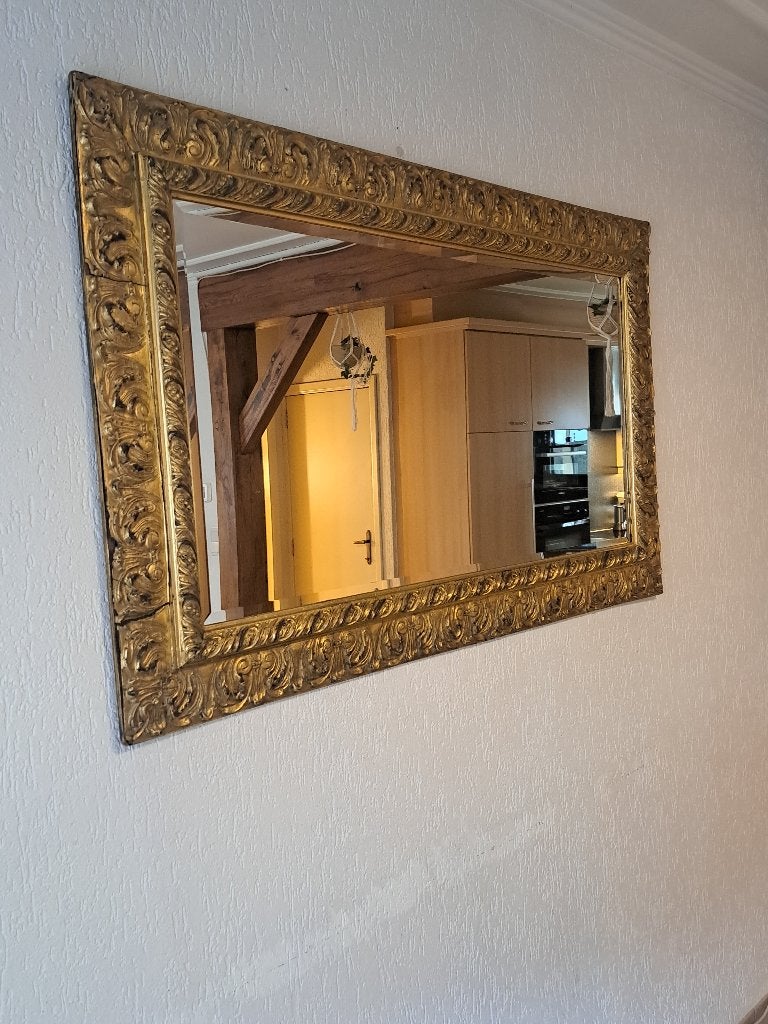 Vintage  spiegel, Gebruikt, 100 tot 150 cm, Ophalen of Verzenden, Rechthoekig