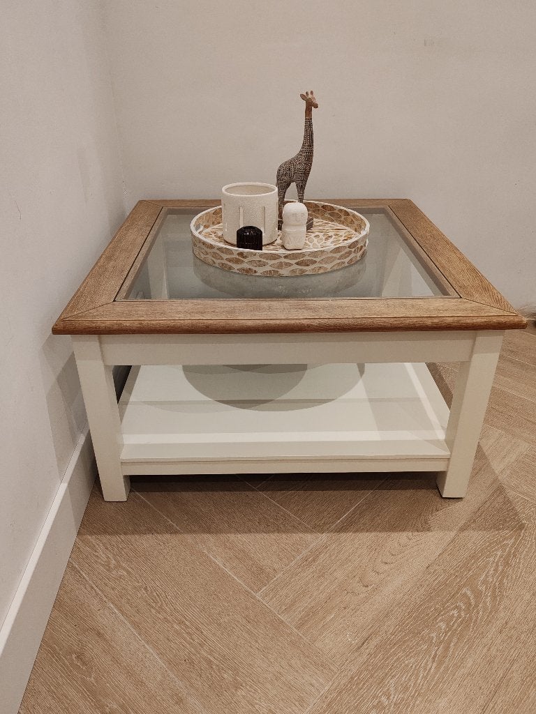Landelijke salontafel, Huis en Inrichting, Ophalen, 50 tot 100 cm, Vierkant, Overige houtsoorten