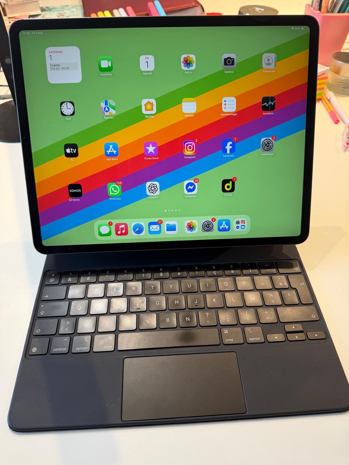 Ipad Pro 12.9 (4de gen) 256 gb wifi + cellular + keyboard, Enlèvement, Comme neuf, 9 pouces, 256 GB