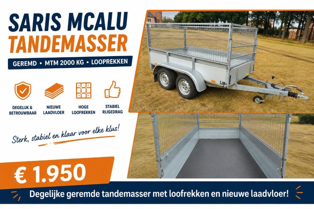 Saris dubbelasser MTM 2000 met NIEUWE laadvloer & loofrekken, Auto diversen, Ophalen, Gebruikt