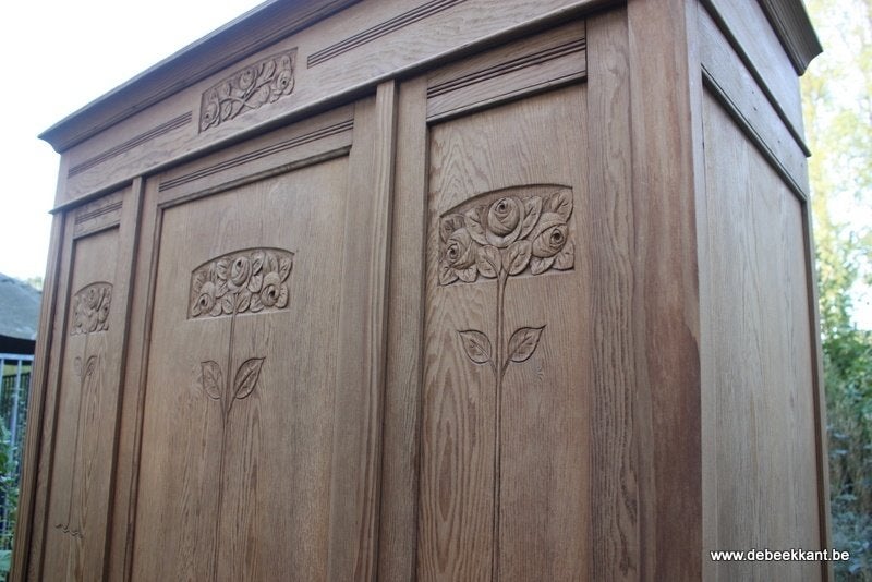 Retro antieke oude kleerkast kast hallkast pitch pine, Huis en Inrichting, Ophalen