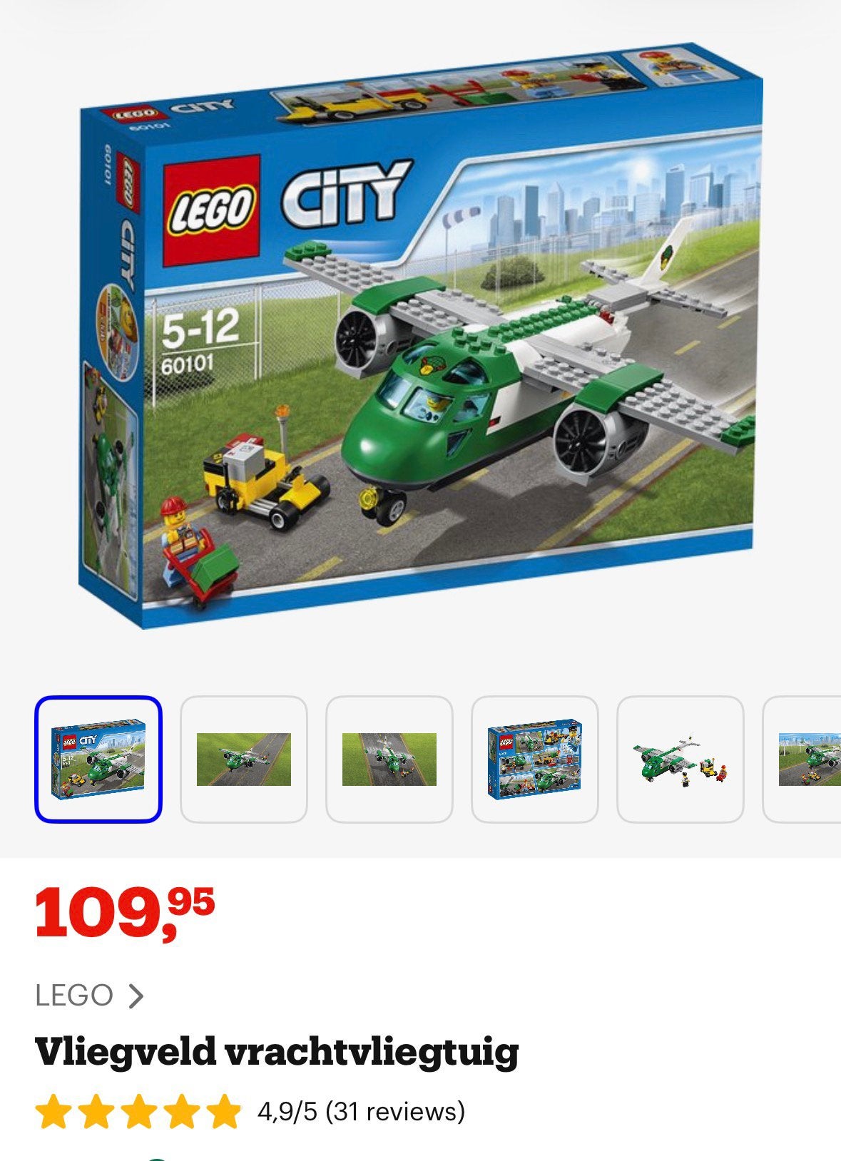 Lego vrachtvliegtuig set 60101, Ophalen, Zo goed als nieuw, Lego