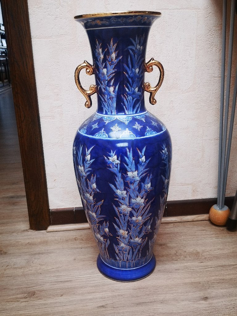 Grote blauwe vaas 62 cm hoog, Ophalen