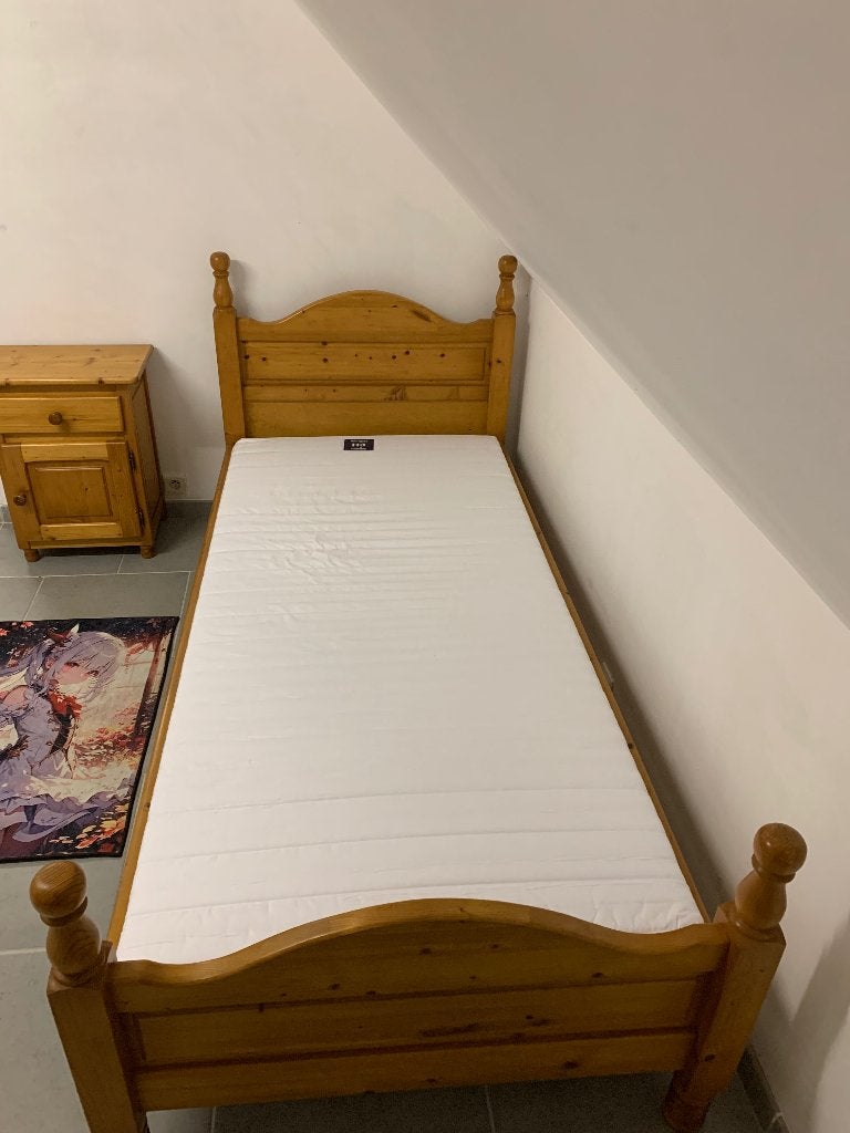 Lit plus table de nuit 1 personne, Ophalen, Verstelbaar, 90 cm, Eenpersoons