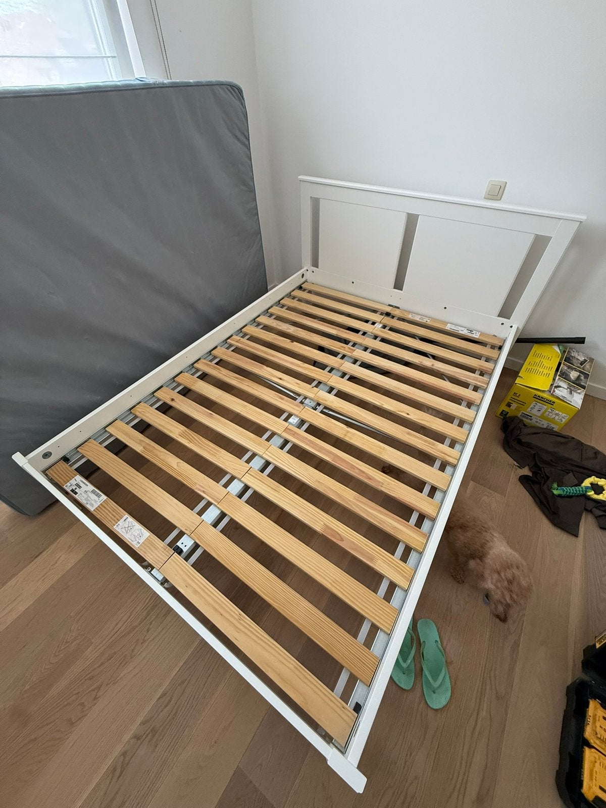 IKEA bed 140x200 + matras + lattenbodem – complete set, Enlèvement, 200 cm, Deux personnes, 140 cm