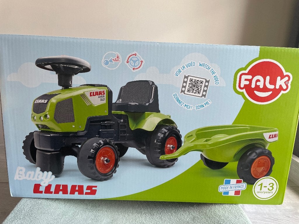 Falk baby claas axos 310 met aanhangwagen, Ophalen, Zo goed als nieuw