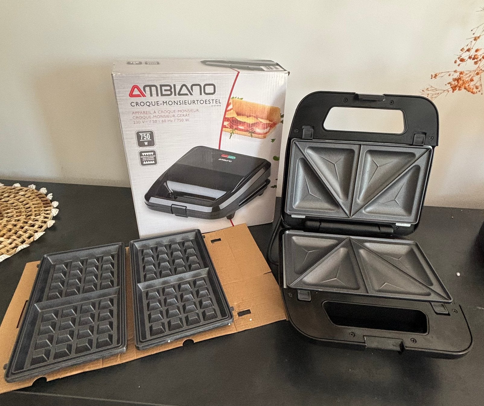 Ambiano Croque-Monsieur- & Wafelijzer +Verwisselbare platen, Ophalen, Uitneembare platen, Zo goed als nieuw