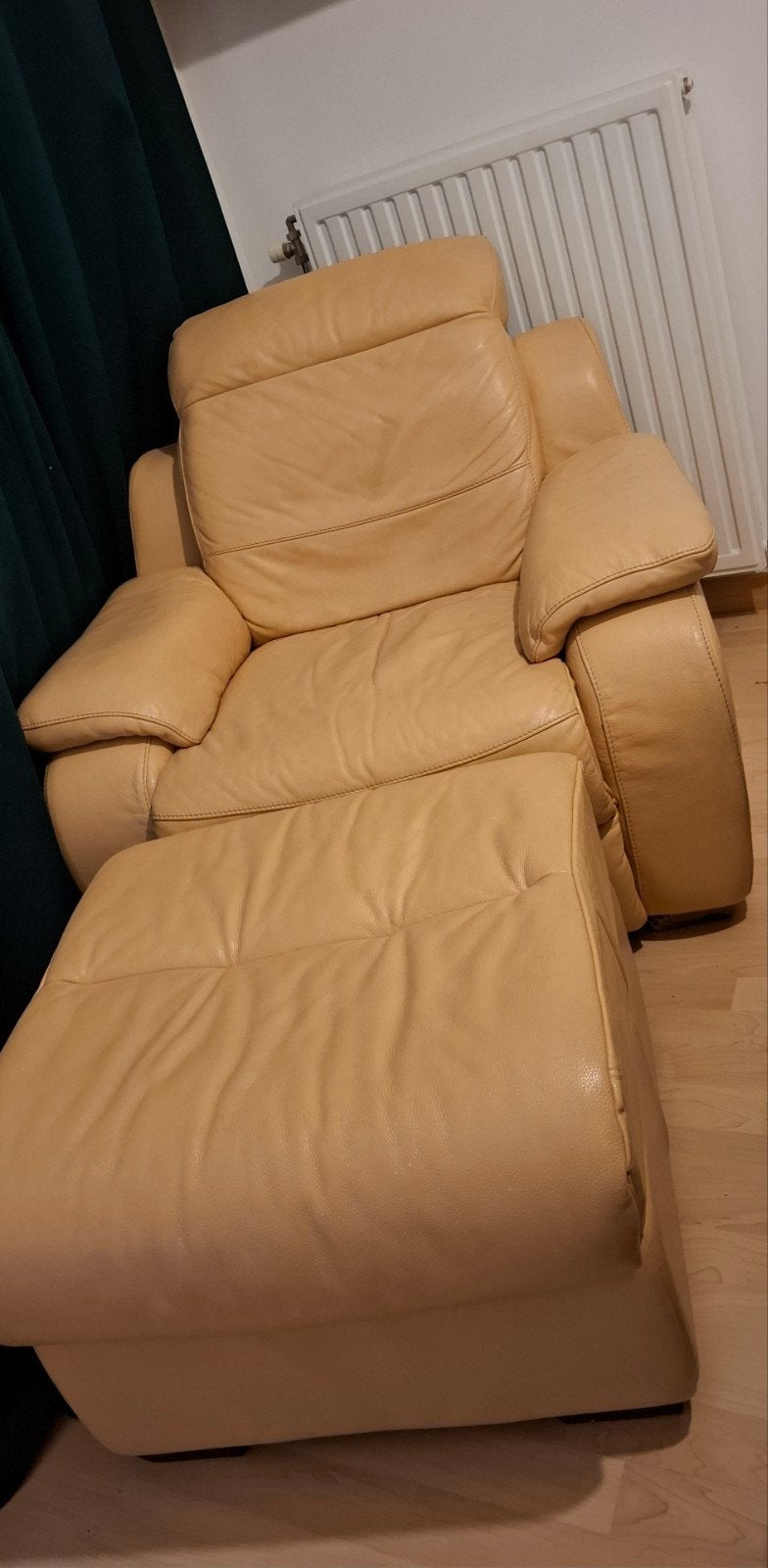 leren fauteuil met poef, Ophalen