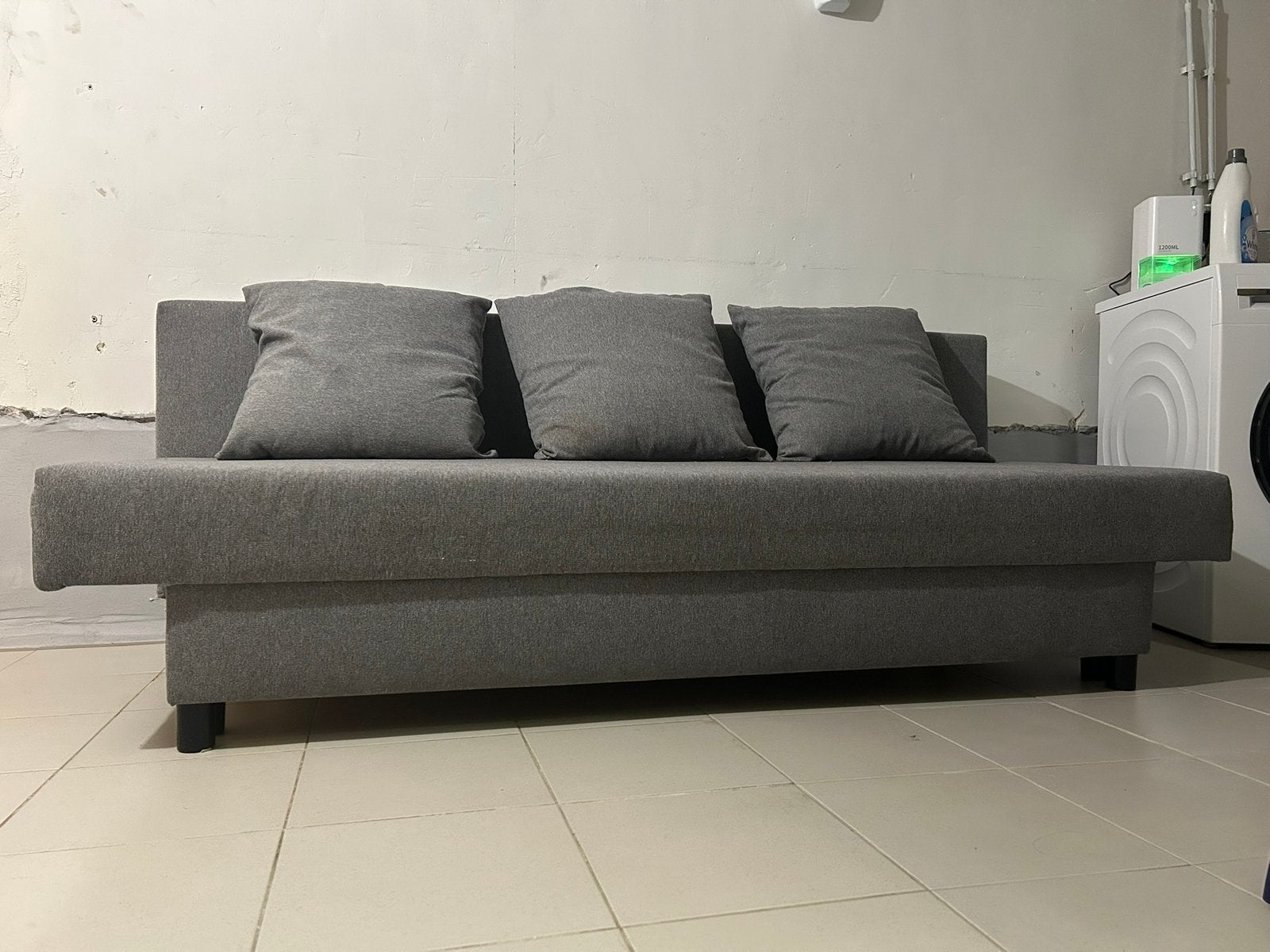 IKEA 3-zitsslaapbank grijs, Gris, 140 cm, Enlèvement, Utilisé