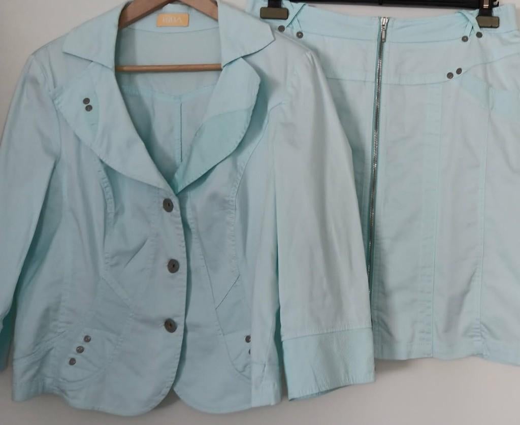 Mantelpak maat L - lichtblauw, Kleding | Dames, Ophalen, Maat 42/44 (L)