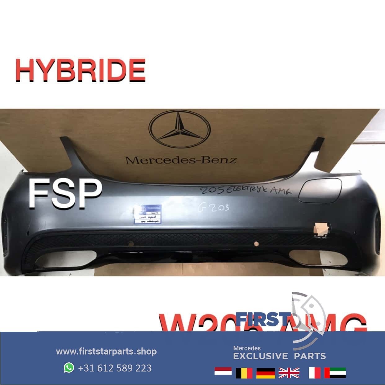 W205 S205 HYBRID AMG ACHTERBUMPER + DIFFUSER Mercedes C Klas, Gebruikt, -, Ophalen of Verzenden, Achter