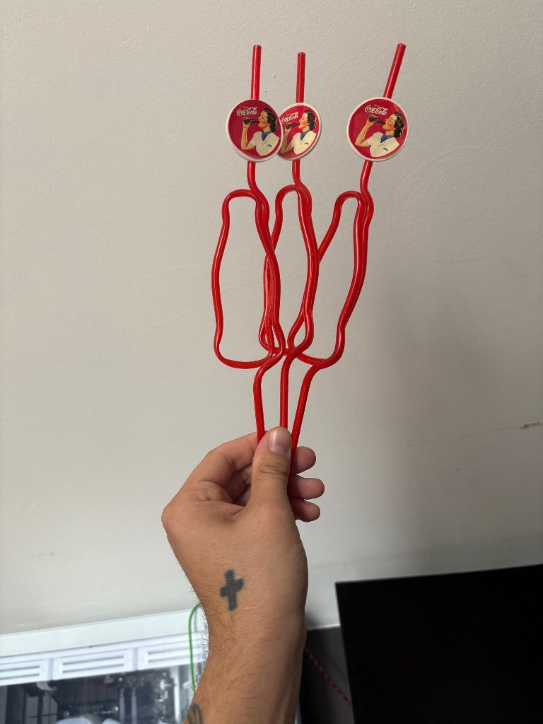 Vintage Coca-Cola Plastic Bottle Straws – Set van 3, Verzamelen, Glas en Drinkglazen, Ophalen of Verzenden, Zo goed als nieuw