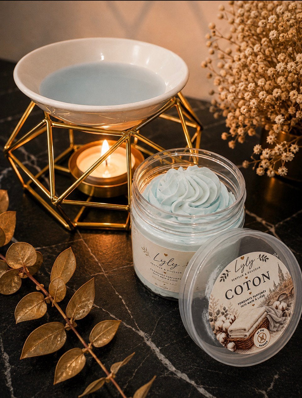 Fondant parfumé chantilly Coton 50g, Enlèvement ou Envoi, Neuf, Bleu, Cire