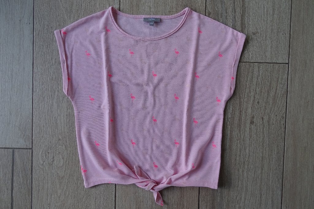 Roze T-shirt JBC flamingo maat 128, Kinderen en Baby's, Kinderkleding | Maat 128, Gebruikt, Meisje, JBC, Ophalen of Verzenden