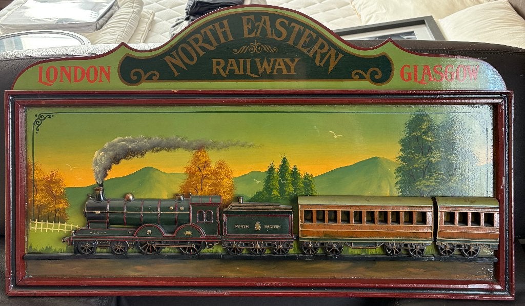 North Eastern Railway kader trein hout, Ophalen of Verzenden, Zo goed als nieuw, Trein, Kaart of Prent